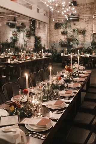 tables set for dinner at a wedding reception